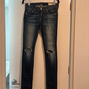 rag & bone Dark Blue Distressed Skinny jeans